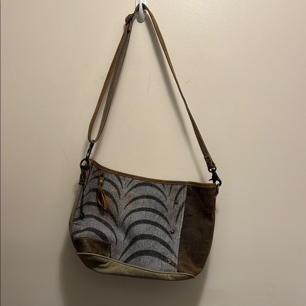 Stylish leather and fabric Women's Bag
